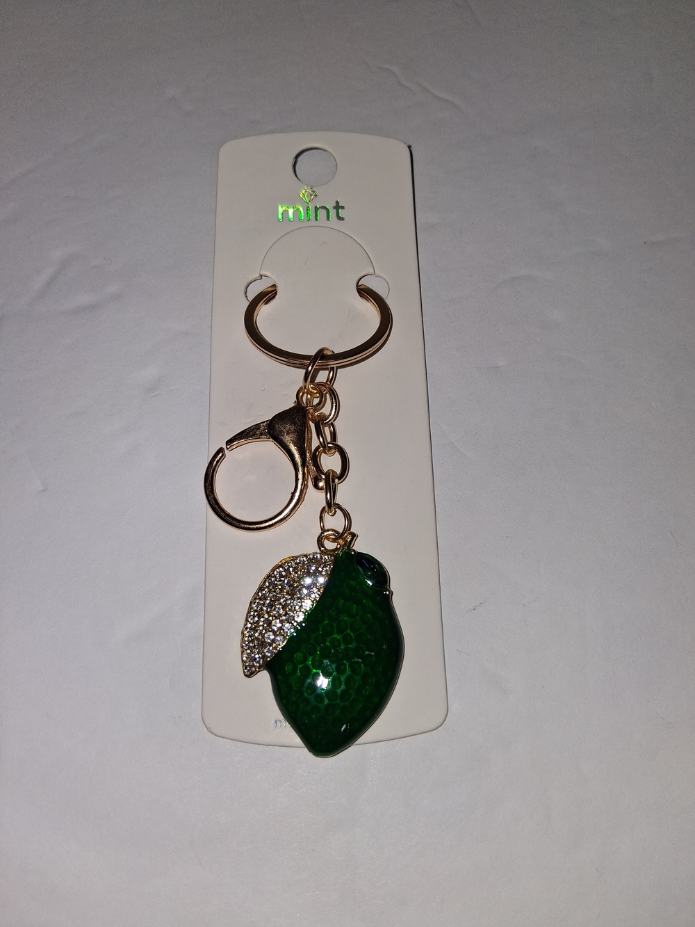 Mint Green Crystal Lemon Keychain